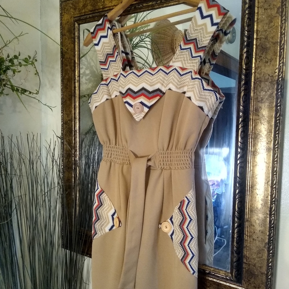 Handmade VTG BOHO Flare Jumpsuit (Medium)